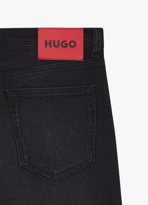 HUGO 734 slim fit jeans met gekleurde wassing - detail 3 zwart
