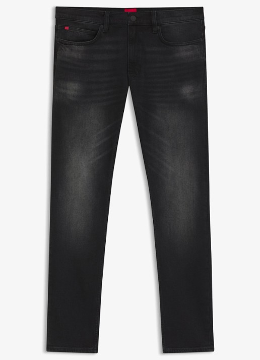 HUGO 734 slim fit jeans met gekleurde wassing - voorkant 5 zwart