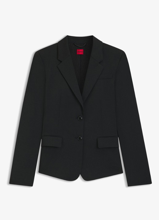 HUGO Aredana blazer in wolblend met schoudervulling - voorkant zwart