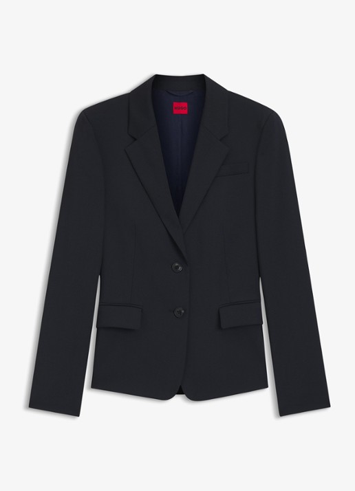 HUGO Aredana blazer in wolblend met schoudervulling - voorkant 5 donkerblauw