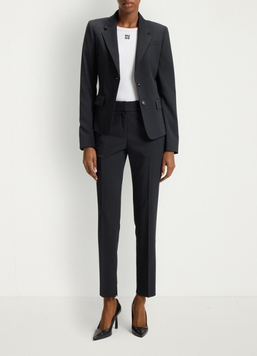 HUGO Aredana blazer in wolblend met schoudervulling - voorkant 6 donkerblauw