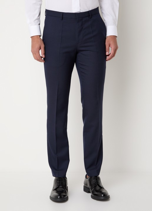 HUGO Arti/Hesten slim fit 3-delig pak in scheerwolblend - voorkant 5 donkerblauw