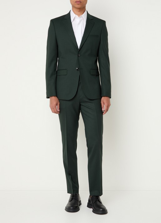 HUGO Arti-Hesten253X slim fit 2-delig pak in scheerwolblend - detail 3 groen
