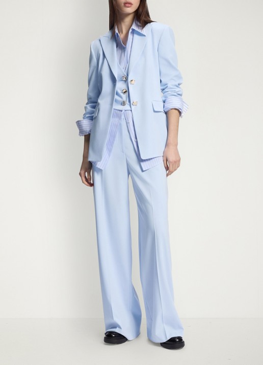 HUGO Asmalla regular fit blazer met klepzakken - voorkant 2 open blue-476 / blauw