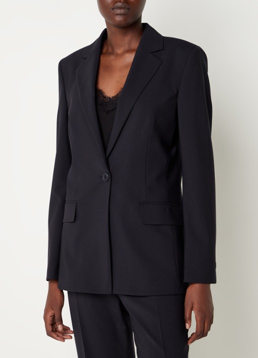 HUGO Atana blazer in wolblend met klepzakken - detail 4 donkerblauw
