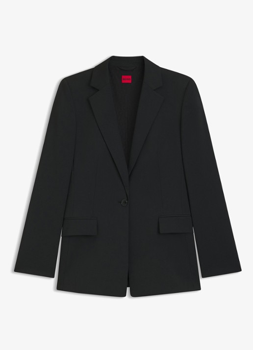 HUGO Atana blazer in wolblend met klepzakken - voorkant 2 zwart