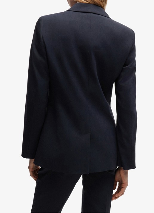 HUGO Atana blazer in wolblend met klepzakken - achterkant 6 donkerblauw