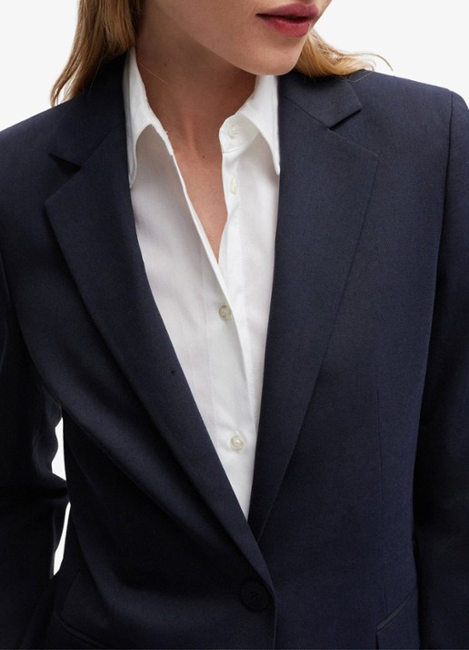 HUGO Atana blazer in wolblend met klepzakken - detail 2 donkerblauw