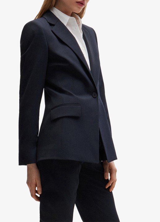 HUGO Atana blazer in wolblend met klepzakken - detail 3 donkerblauw