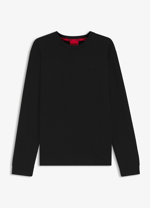 HUGO Austin pyjamatop met logo - voorkant zwart