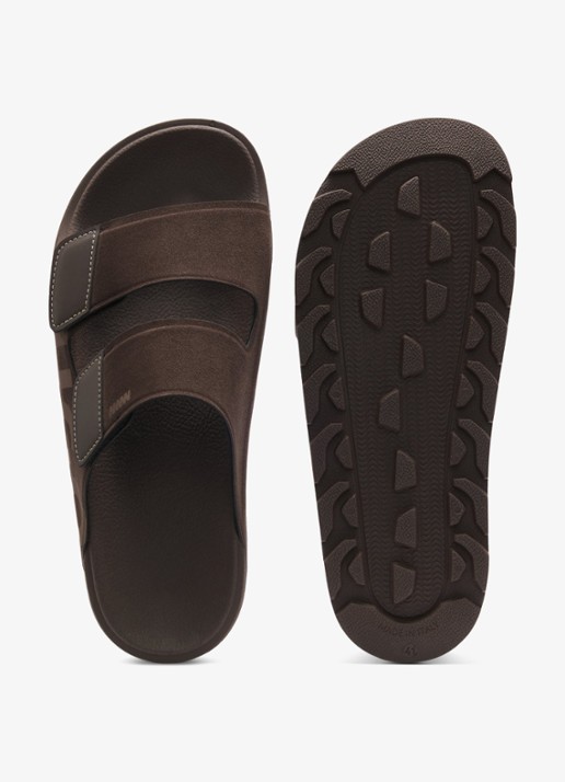 HUGO Badslipper met logo - detail 4 donkerbruin