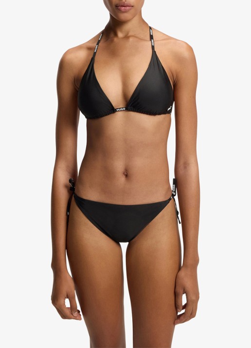 HUGO Bikinislip met logobandjes - voorkant 3 zwart