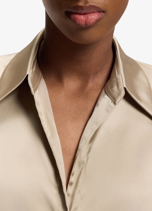 HUGO Blouse met geknoopt detail - detail 2 light/pastel brown-232 / bruin