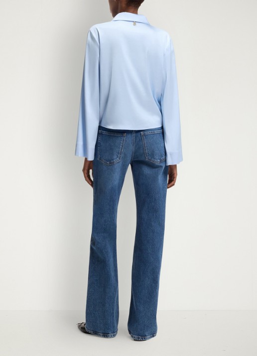 HUGO Blouse met geknoopt detail - achterkant open blue-476 / blauw
