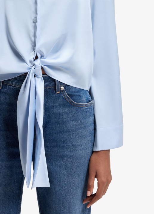 HUGO Blouse met geknoopt detail - detail 8 open blue-476 / blauw