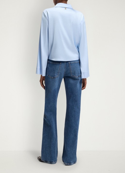 HUGO Blouse met geknoopt detail - achterkant 2 open blue-476 / blauw
