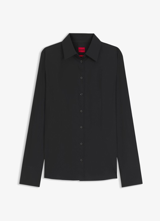 HUGO Blouse met kraag - voorkant zwart