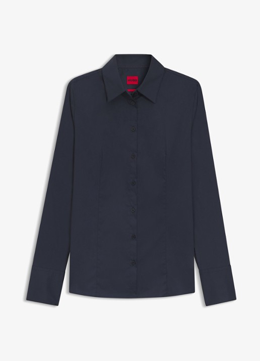 HUGO Blouse met kraag - voorkant 5 donkerblauw