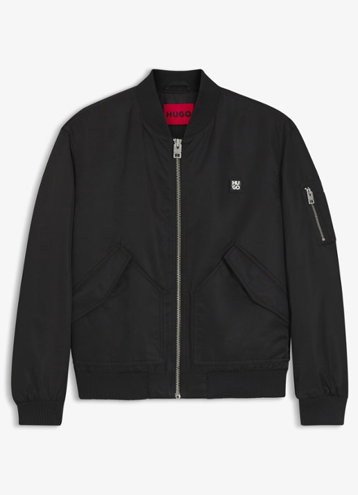 HUGO Bomberjack met logo - voorkant 5 zwart