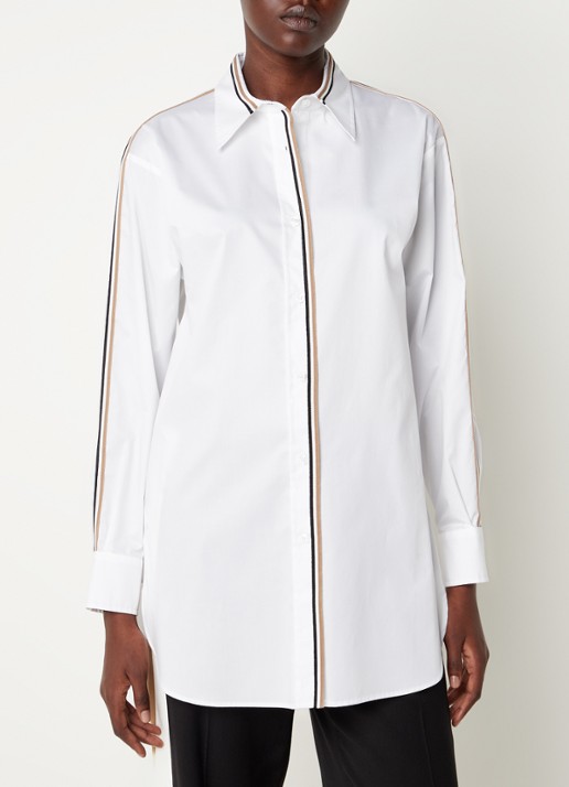 HUGO BOSS Bacora blouse met gestreept detail - detail wit