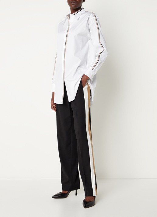HUGO BOSS Bacora blouse met gestreept detail - voorkant 4 wit
