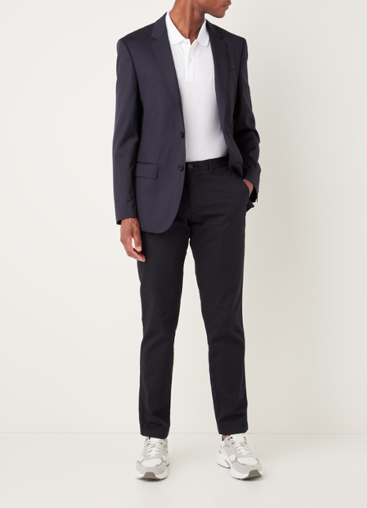 HUGO BOSS Crigan3-D Straight fit chino met stretch - voorkant 5 donkerblauw