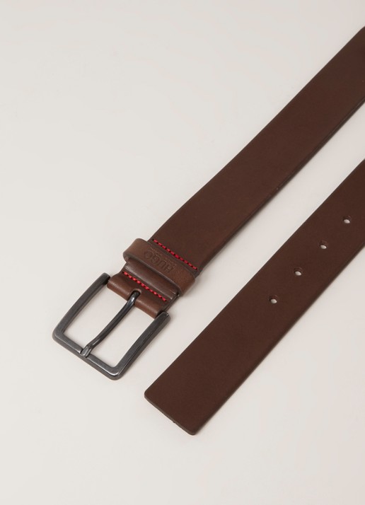 HUGO BOSS Gionio riem van leer  - detail 3 donkerbruin