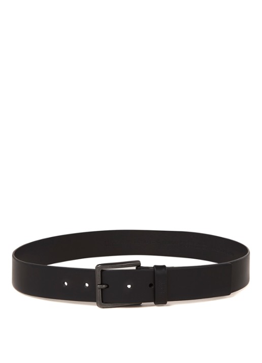 HUGO BOSS Gionio riem van leer  - voorkant 2 zwart