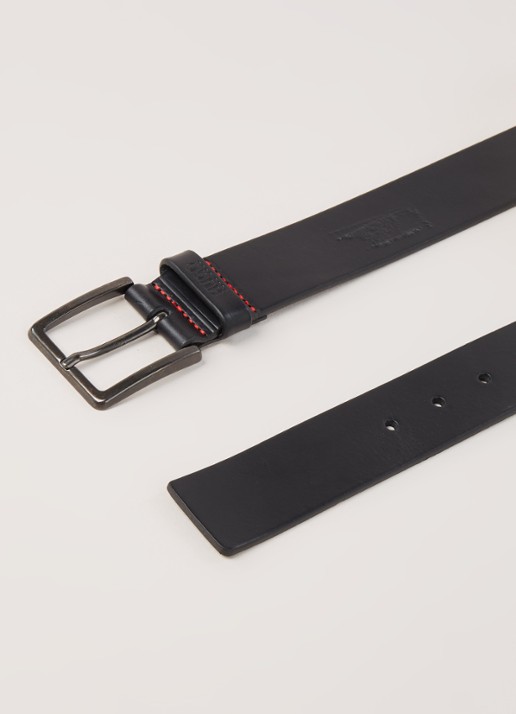 HUGO BOSS Gionio riem van leer  - detail 3 zwart