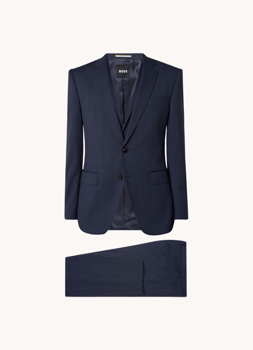 HUGO BOSS H-Huge slim fit 3-delig pak van wol met klepzakken  - voorkant 3 donkerblauw