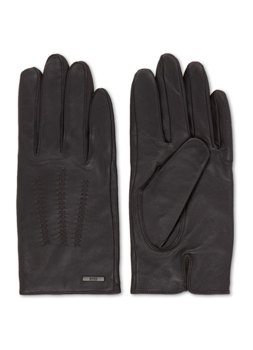 HUGO BOSS Hainz handschoenen van lamsleer - voorkant donkerbruin
