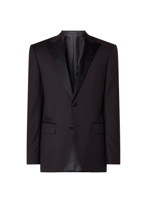 HUGO BOSS Halwod regular fit colbert met revers van satijn - voorkant 2 zwart