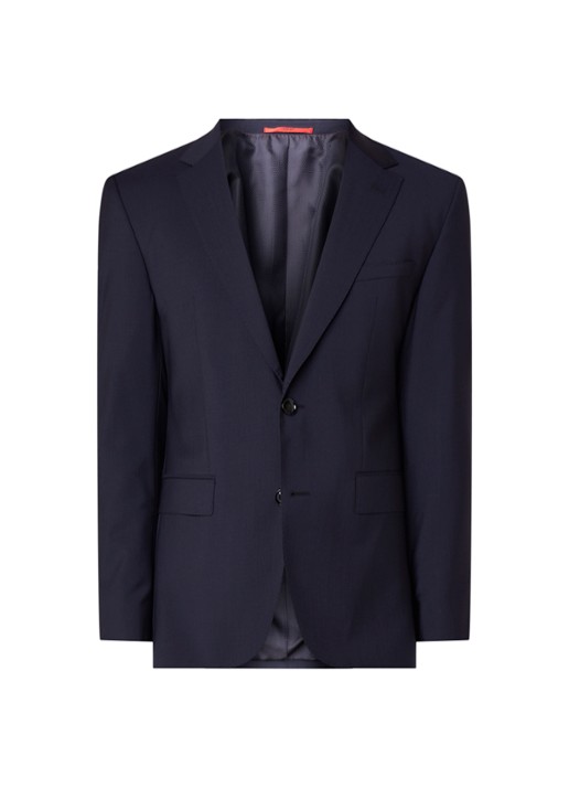 HUGO BOSS Jeffery regular fit colbert van scheerwol - voorkant 4 donkerblauw