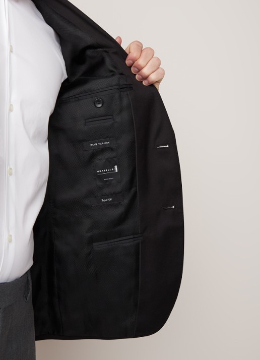 HUGO BOSS Johnstons1 regular fit colbert van scheerwol - detail 5 zwart