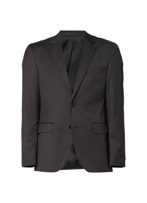 HUGO BOSS Johnstons1 regular fit colbert van scheerwol - voorkant 2 zwart