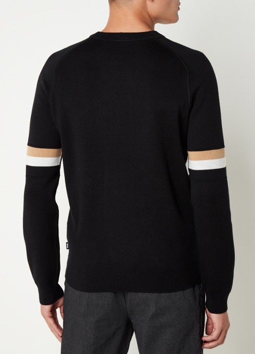 HUGO BOSS Lanius pullover met ingebreid logo - achterkant zwart