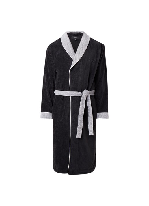 HUGO BOSS LORD badjas van katoen - voorkant 2 antraciet