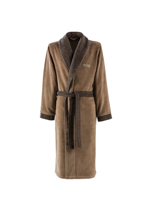 HUGO BOSS LORD badjas van katoen - voorkant bruin