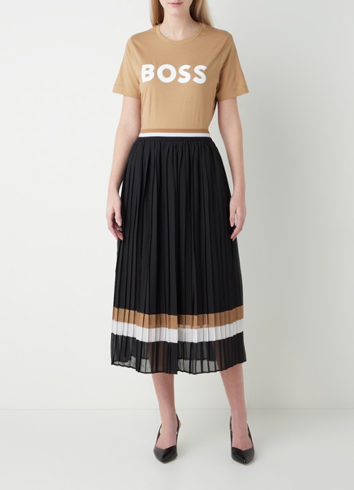 HUGO BOSS nte T-shirt met logoprint - voorkant 4 camel