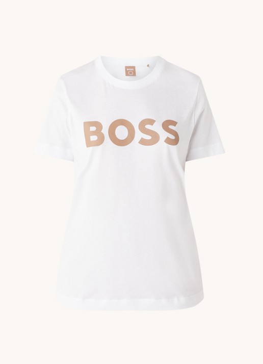 HUGO BOSS nte T-shirt met logoprint - voorkant 5 camel