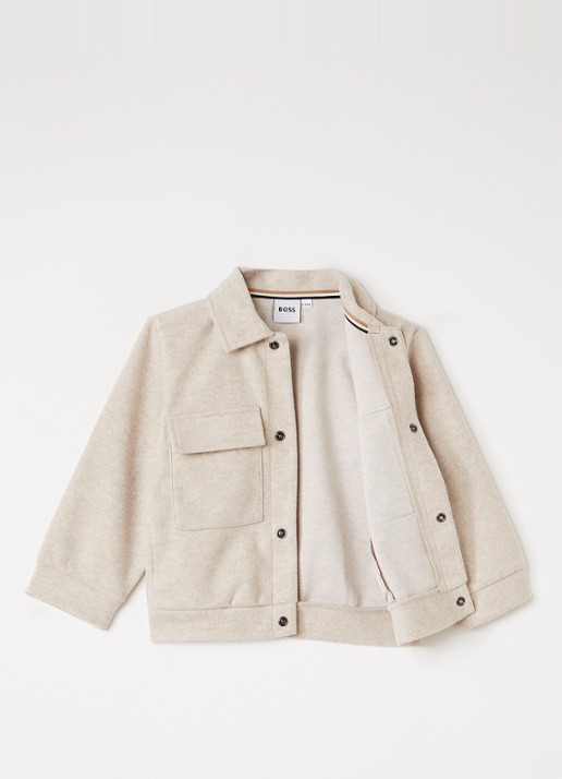 HUGO BOSS Overshirt in wolblend - voorkant 3 beige