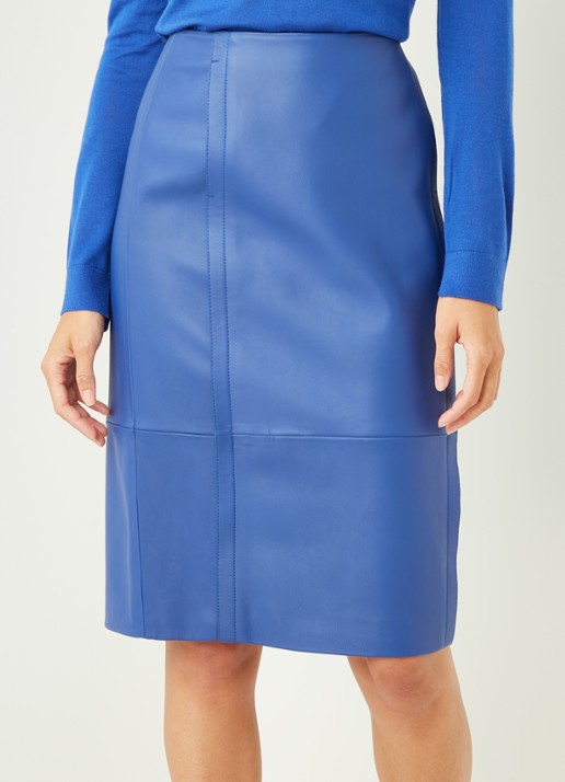 HUGO BOSS Sepassa midirok van leer met doorgestikte details - detail 3 paars