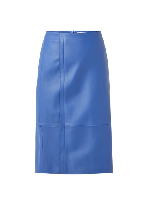 HUGO BOSS Sepassa midirok van leer met doorgestikte details - voorkant paars