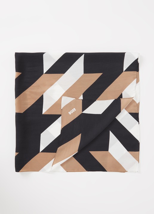 HUGO BOSS Sjaal van zijde 90 x 90 cm  - voorkant 2 lichtbruin