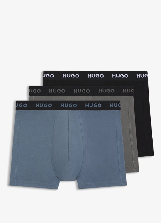 HUGO Boxershort met logoband in 3-pack - voorkant 4 donkerblauw