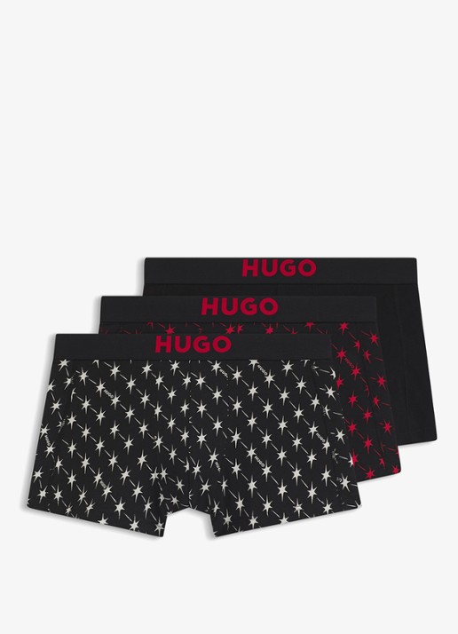 HUGO Boxershort met logoband in 3-pack - voorkant zwart