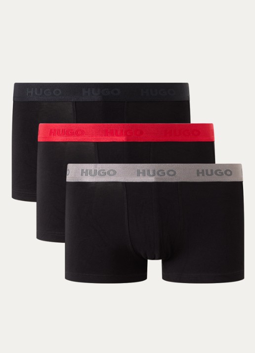 HUGO Boxershorts met logoband in 3-pack - voorkant 2 black-009 / zwart