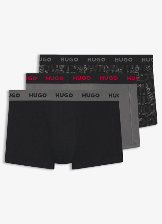 HUGO Boxershorts met logoband in 3-pack - voorkant 2 grijs