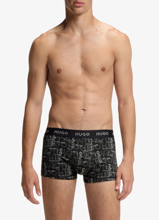 HUGO Boxershorts met logoband in 3-pack - voorkant 3 grijs