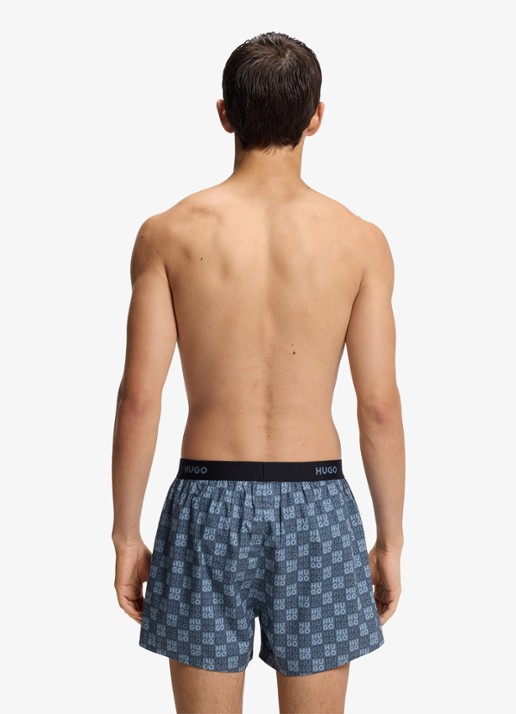 HUGO Boxershorts met logoband in 3-pack - achterkant blauwgrijs
